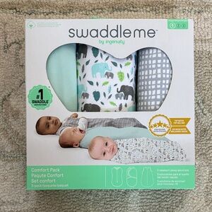 NWT! SwaddleMe by Ingenuity Mint, Gray, and White Swaddle Set